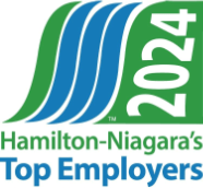 Award badge from Hamilton-Niagara for 2023 Top Employers